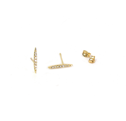 14K Marquise Diamond Bar Stud Earrings
