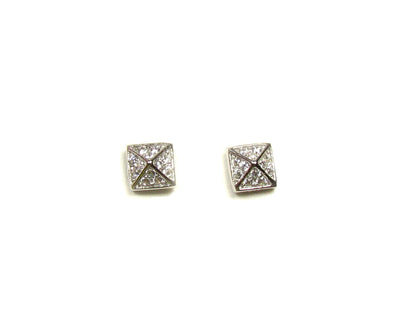 Tiny CZ Pyramid Stud Earrings