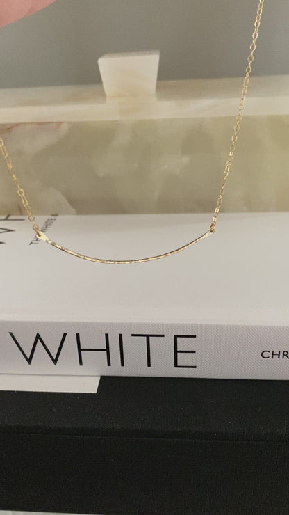 Curved Hammered Bar Necklace | Thick Wire Textured Bar