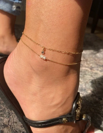 Triple Pearl Anklet | Freshwater Pearl Ankle Bracelet