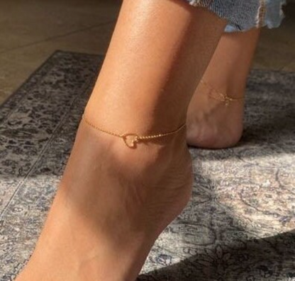 Twisted Heart Anklet | Sparkle Heart anklet | Rolo Chain