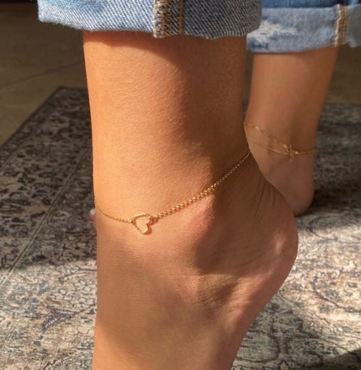 Twisted Heart Anklet | Sparkle Heart anklet | Rolo Chain