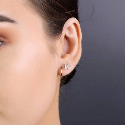14K Initial Earring Studs | Block Letter Earrings