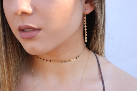 Dangling Disc Threader Earrings | Minimalist Gold & Silver Drop Earrings
