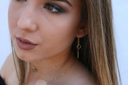 Square Threader Earrings | Minimalist Geometric Drop Earrings