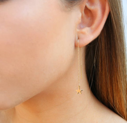 Star Threader Earrings | Sterling Silver or 14K Gold Filled