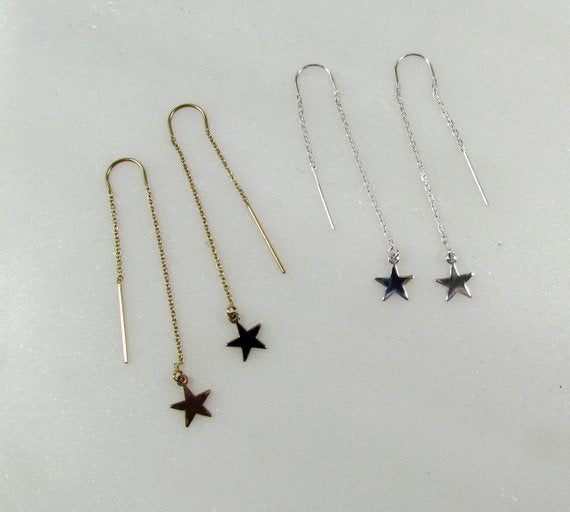 Star Threader Earrings | Sterling Silver or 14K Gold Filled
