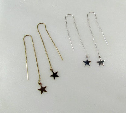 Star Threader Earrings | Sterling Silver or 14K Gold Filled