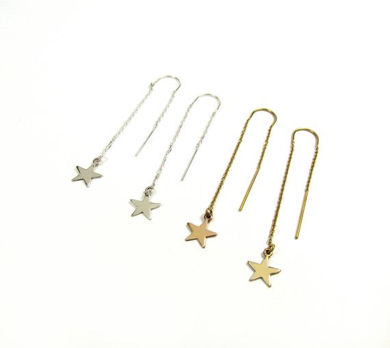 Star Threader Earrings | Sterling Silver or 14K Gold Filled