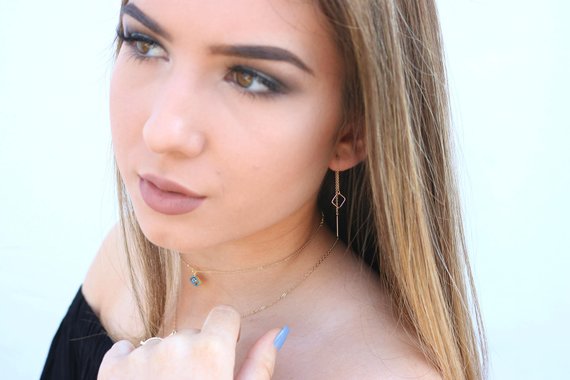 Square Threader Earrings | Minimalist Geometric Drop Earrings