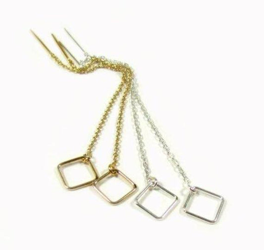 Square Threader Earrings | Minimalist Geometric Drop Earrings