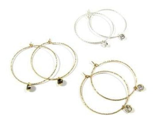 Sparkle Hoop Earrings with Dangling CZ Stones | Elegant Gold & Silver Hoops