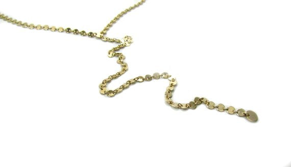 Disc Chain Lariat Necklace | Full Eternity Coin Choker Y Necklace