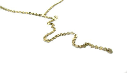 Disc Chain Lariat Necklace | Full Eternity Coin Choker Y Necklace