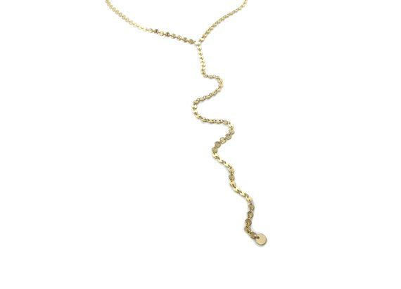 Disc Chain Lariat Necklace | Full Eternity Coin Choker Y Necklace