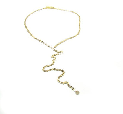 Disc Chain Lariat Necklace | Full Eternity Coin Choker Y Necklace