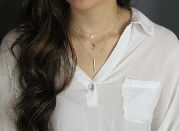 14K Solid Gold Hammered Disc Charm Necklace | Textured Gold Pendant | Fine Jewelry