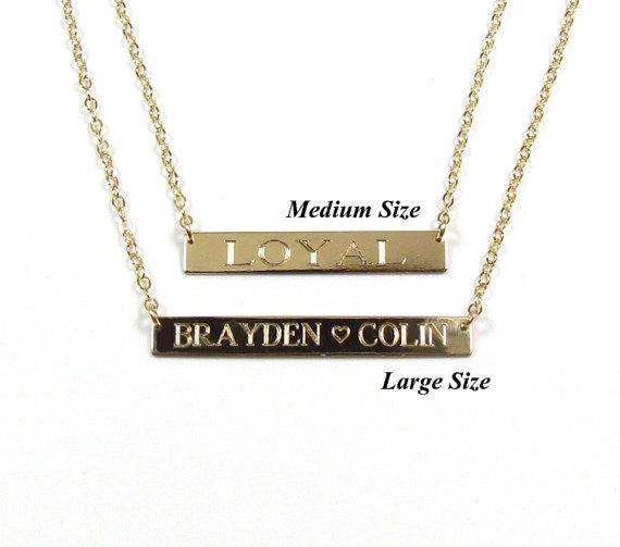 Coordinates Engraved Bar Necklace | Custom Location Necklace