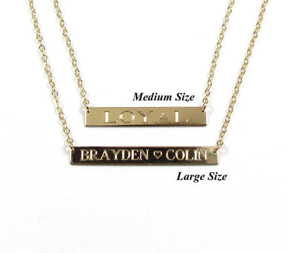 Coordinates Engraved Bar Necklace | Custom Location Necklace