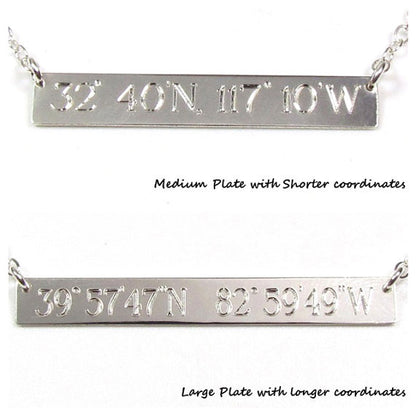 Coordinates Engraved Bar Necklace | Custom Location Necklace