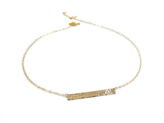 Hammered Bar Necklace | Dainty Textured Pendant