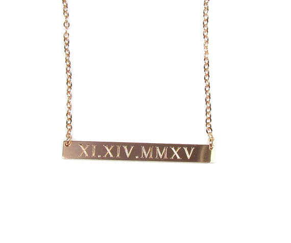 Engraved Bar Necklace | Personalized Name, Date & Coordinate Jewelry
