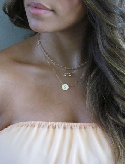 EngravRound Disc Pendant Necklace | Block Letter Initial Monogram | Personalized Gold or Silver Jewelry