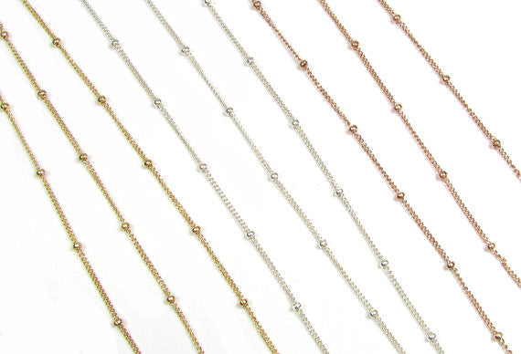 Beaded Satellite Layering Chain | 14kt Gold Filled, Rose & Silver Necklace