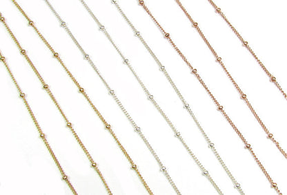 Beaded Satellite Layering Chain | 14kt Gold Filled, Rose & Silver Necklace