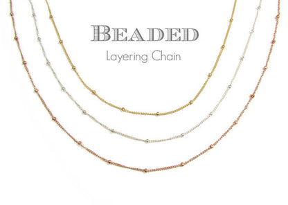 Beaded Satellite Layering Chain | 14kt Gold Filled, Rose & Silver Necklace