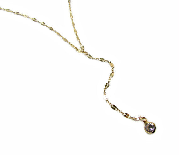 CZ Long Y Lariat Necklace