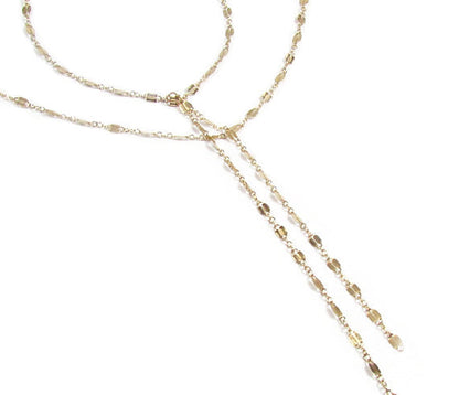Double Strand Lariat | Shimmer Y Necklace | Reflective Layered Jewelry