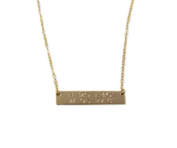 Mega Bar Necklace | Custom Engraved Two-Line Bar Pendant