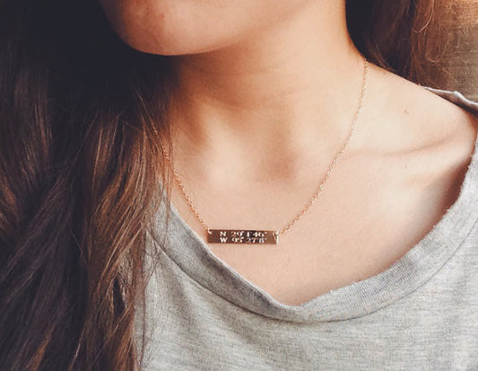 Mega Bar Necklace | Custom Engraved Two-Line Bar Pendant