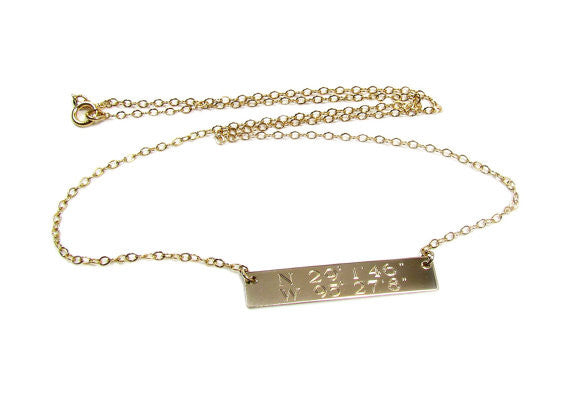 Mega Bar Necklace | Custom Engraved Two-Line Bar Pendant