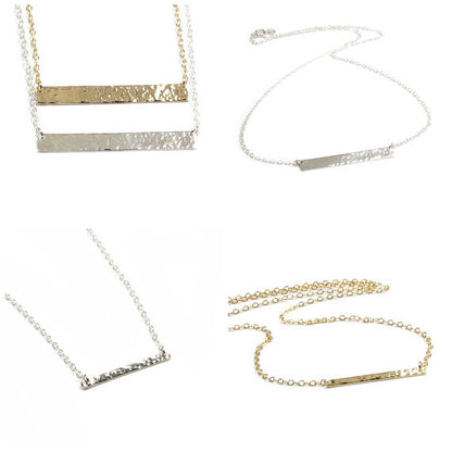 Hammered Bar Necklace | Dainty Textured Pendant
