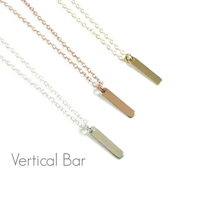 Set of 3 Layering Necklaces | Triangle, Vertical Bar & Hammered Disc Necklace