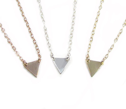 Set of 3 Layering Necklaces | Triangle, Vertical Bar & Hammered Disc Necklace