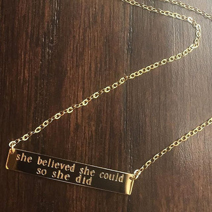 Mega Bar Necklace | Custom Engraved Two-Line Bar Pendant