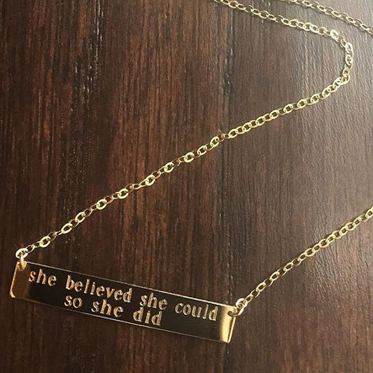 Custom Double Line Bar Necklace | Personalized Engraved Jewelry