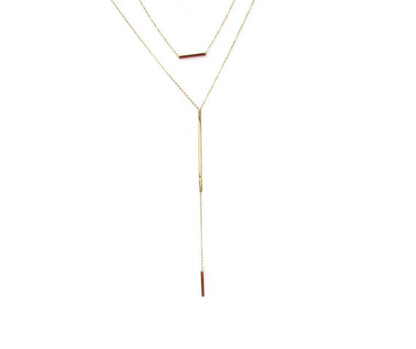 Double Bar Long Y Lariat Necklace | Layered Bar Necklaces Sold Separately or as a Set