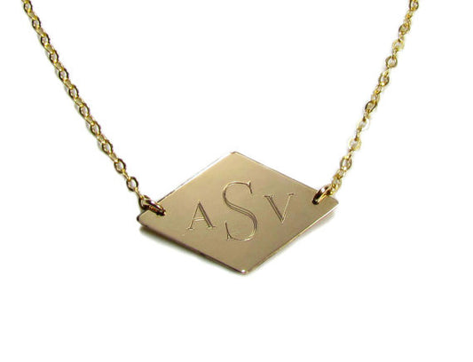 Engraved Monogram Geometric Initial Necklace
