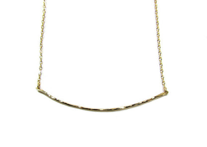 Curved Hammered Bar Necklace | Thick Wire Textured Bar