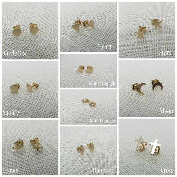 14K Gold Single Stud Earrings | Mix & Match Styles | Buy One or a Pair