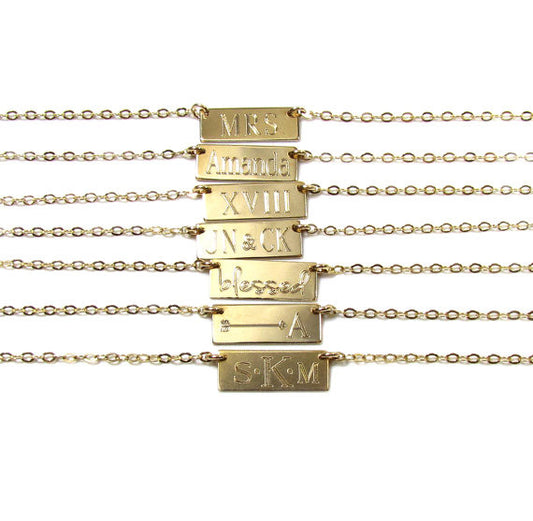 Engraved Mini Bar Necklace | Personalized Necklace