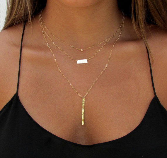 Engraved Mini Bar Necklace | Personalized Necklace