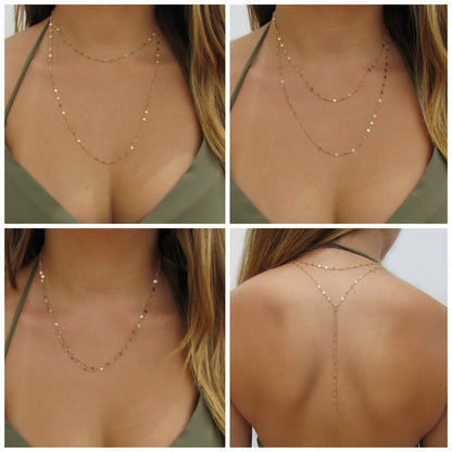 11 Way Wrap Lariat Necklace | Wear 11 ways | Mirrored Shimmer Y Necklace
