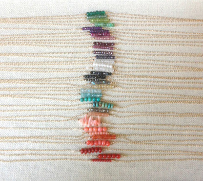 Mini Gemstone Bar Necklace | Dainty Gemstone Necklace with 30 Stone Options