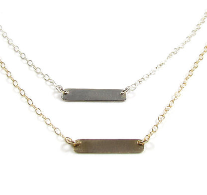 Set of 2 Layering Necklaces | Tiny Bar Necklace & Long Sequin Disc Y Necklace