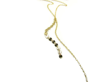 Set of 2 Layering Necklaces | Tiny Bar Necklace & Long Sequin Disc Y Necklace